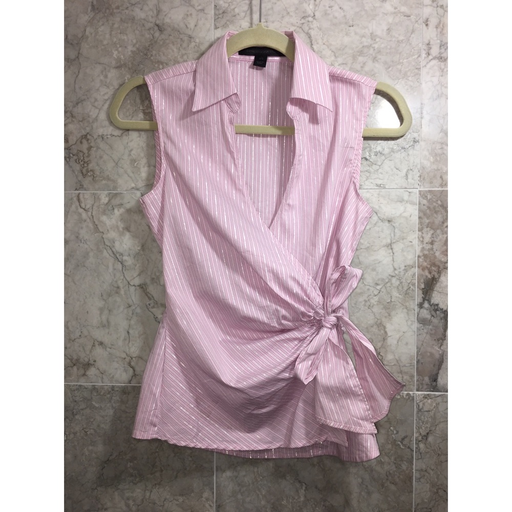 Pinstriped Blouse with Side Tie